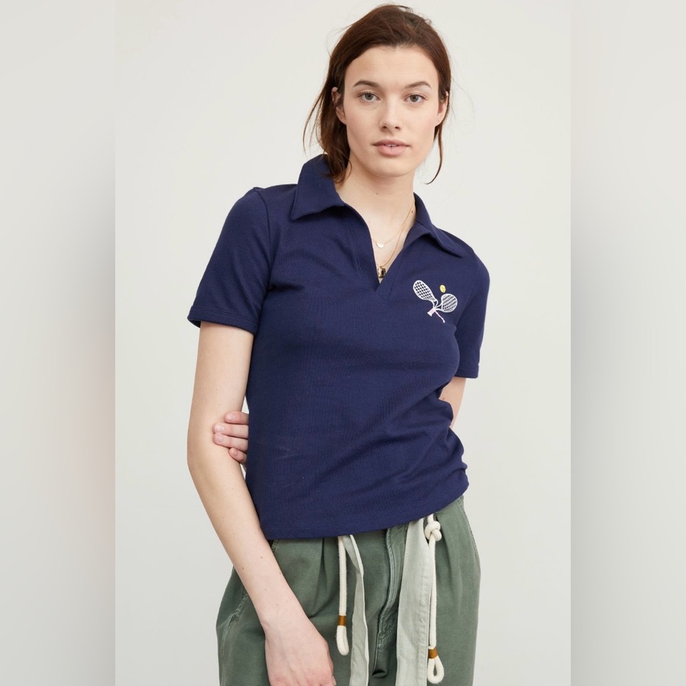 Anthropologie Maeve Newport Navy Polo